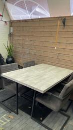 Eettafel met grijze stoelen, Tuin en Terras, Ophalen of Verzenden, Zo goed als nieuw, Eettafel
