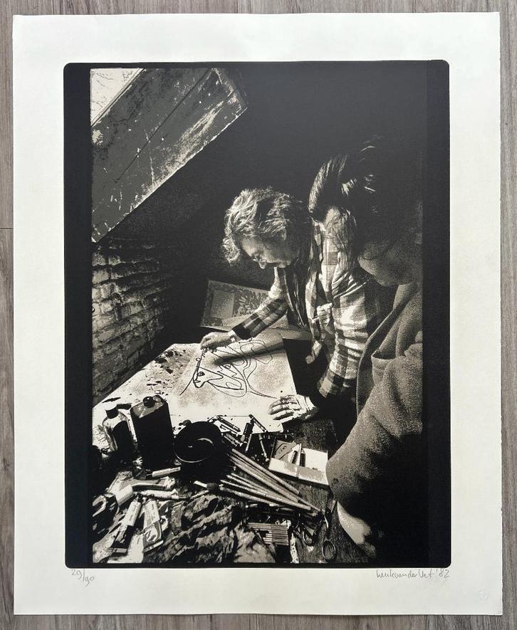 Zeefdruk Henk van der Vet-Karel Appel en Christian Dotremont, Antiek en Kunst, Kunst | Litho's en Zeefdrukken, Verzenden