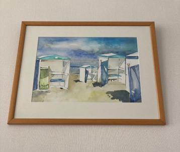 Schilderij Strandtafereel Katwijk van Aleid Egas beschikbaar voor biedingen
