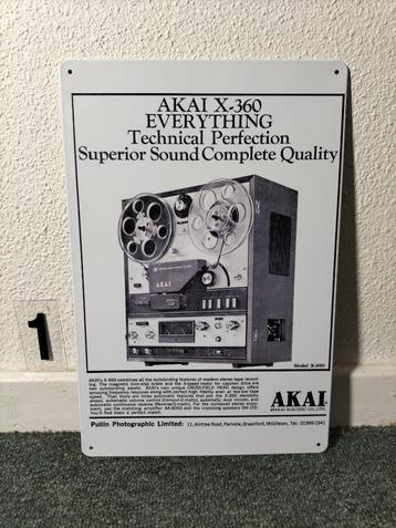 AKAI Bandrecorder Metalen Retro Reclamebord beschikbaar voor biedingen