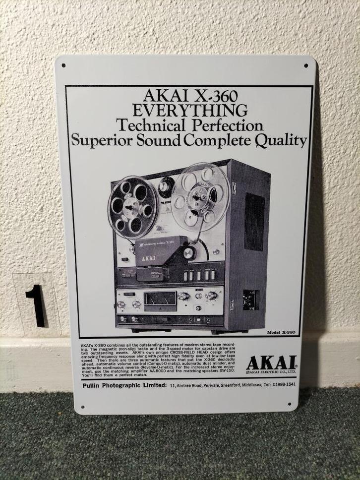 AKAI Bandrecorder Metalen Retro Reclamebord, Audio, Tv en Foto, Bandrecorders, Bandrecorder, Ophalen of Verzenden