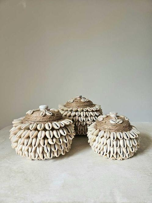 Ronde schelpen bakjes 1 uit Bali, Huis en Inrichting, Woonaccessoires | Schalen en Manden, Nieuw, Mand, Rond, Hout, Ophalen of Verzenden