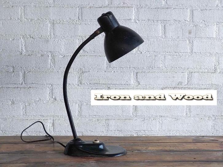 Kandem - oude groene vintage tafellamp / schemerlamp, Huis en Inrichting, Lampen | Tafellampen, Gebruikt, Minder dan 50 cm, Metaal