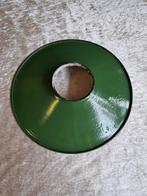 Oude emaille groene lampenkap doorsnede 25 cm, Ophalen of Verzenden, Gebruikt, Rond