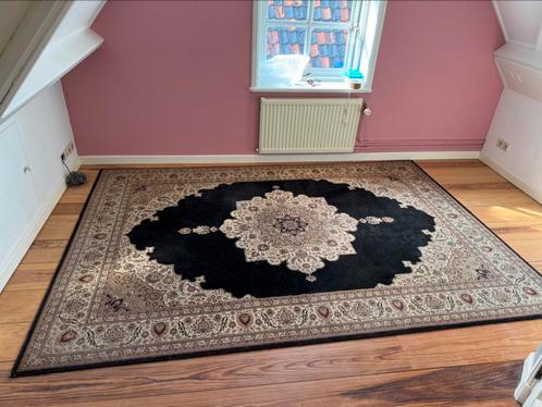 Vintage look perzisch tapijt zwart bruin beige, Huis en Inrichting, Stoffering | Tapijten en Kleden, Gebruikt, 150 tot 200 cm