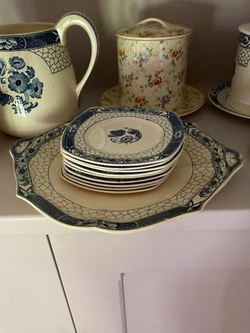 Sociétè Céramique art-deco gebaksstel decor Butterflij beschikbaar voor biedingen