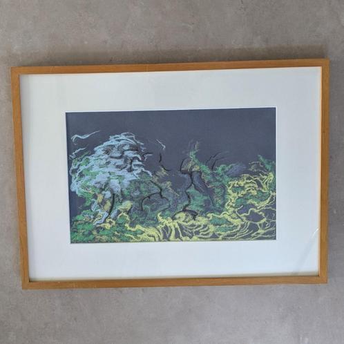 Ida Kortekaas pastel tekening in lijst (hout). Passe-partout, Antiek en Kunst, Kunst | Schilderijen | Abstract, Ophalen of Verzenden