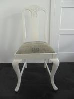 Witte houten stoel (zwaar) met postzak bekleed, Gebruikt, Wit, Eén, Hout