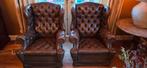 CHESTERFIELD set : bank en 2 oorfauteuils gecappitoneerd, Ophalen, Gebruikt, 75 tot 100 cm, 200 tot 250 cm