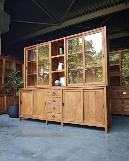 XL Winkelkast | Buffetkast | Vitrinekast Teak #2031, Huis en Inrichting, Kasten | Buffetkasten, Gebruikt, 200 cm of meer, 200 cm of meer