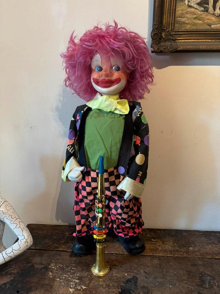 Zeer grote kunststof vintage clown 1 meter hoog, Verzamelen, Poppen, Zo goed als nieuw, Pop, Ophalen of Verzenden