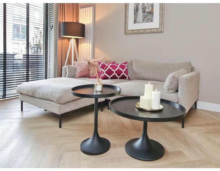 salontafel en bijzettafel van het merk Zuiver model Jason, Huis en Inrichting, Tafels | Bijzettafels, Gebruikt, Rond, 45 tot 60 cm