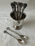 Verzilverd lepelvaasje met twaalf theelepeltjes, Hooijkaas, Verzenden, Zo goed als nieuw, Overige materialen