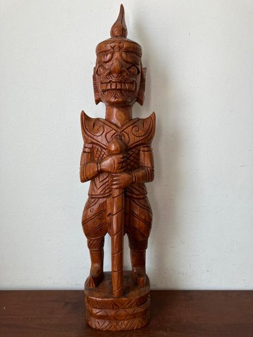 Beeld hout azie tempelwachter, Antiek en Kunst, Kunst | Beelden en Houtsnijwerken, Verzenden