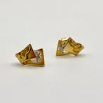 14 karaat gouden geometrische studs met diamanten, Verzenden, Zo goed als nieuw, Goud