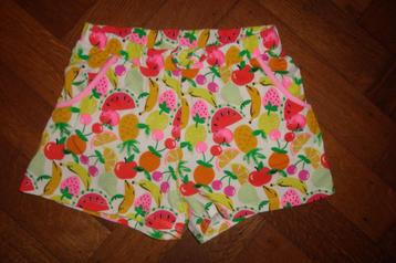 H&M tricot short korte broek, fruit roze rood groen, 134/140