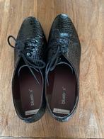 Zwarte veterschoen met croco print, Blue Box, Schoenen met lage hakken, Zwart, Nieuw