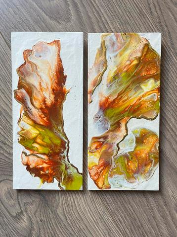2 luik schilderij met goud relief beschikbaar voor biedingen