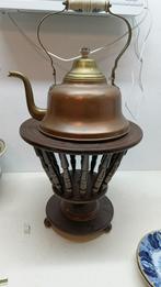 Koperen ketel op houten theestoof – landelijke blikvanger, Antiek en Kunst, Ophalen of Verzenden, Koper