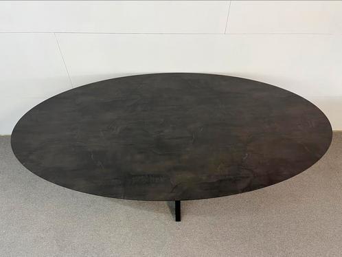 Prachtige ovale HPL eettafel 210x115 steen print, Huis en Inrichting, Tafels | Eettafels, Zo goed als nieuw, 100 tot 150 cm, 200 cm of meer