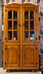 Grenen vitrine kast, Ophalen, 50 tot 100 cm, Zo goed als nieuw, 150 tot 200 cm