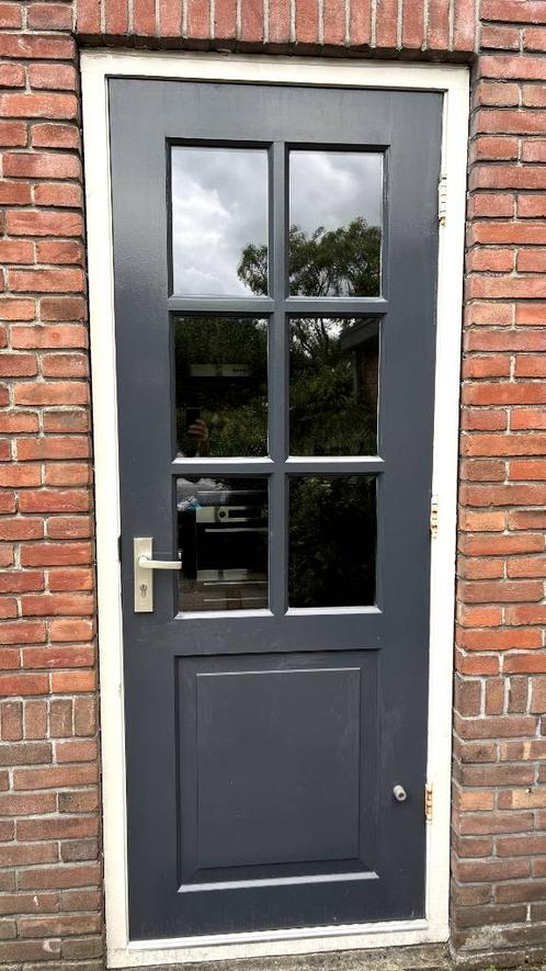 Keukendeur uit '18 - jaren 30 - 3punt sluiting - dubbel glas, Doe-het-zelf en Verbouw, Deuren en Horren, Gebruikt, Buitendeur