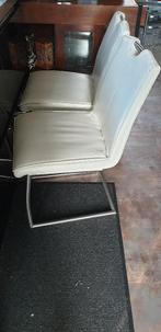 2 wit leren eetkamerstoelen, Huis en Inrichting, Stoelen, Ophalen, Twee, Wit, Leer