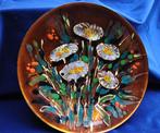 Vintage Schaal Koper Emaille Bloemen Kroatie 30 cm, Antiek en Kunst, Ophalen of Verzenden