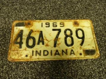 Kentekenplaat licenseplate Indiana 1969 USA beschikbaar voor biedingen