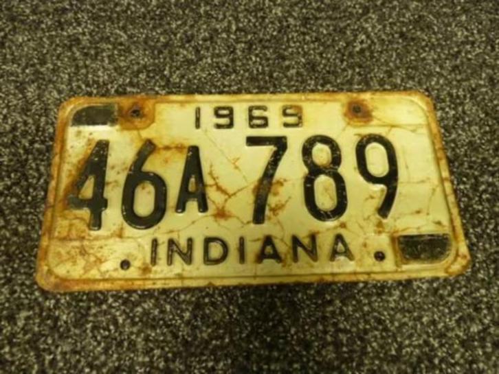 Kentekenplaat licenseplate Indiana 1969 USA, Verzamelen, Automerken, Motoren en Formule 1, Gebruikt, Auto's, Verzenden