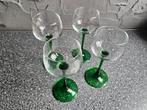 Vintage Smaragd Groene Glaasjes - Set van 4, Antiek en Kunst, Antiek | Glas en Kristal, Ophalen of Verzenden