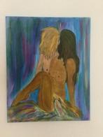 2 kleurrijke dames, Antiek en Kunst, Kunst | Schilderijen | Abstract, Ophalen of Verzenden