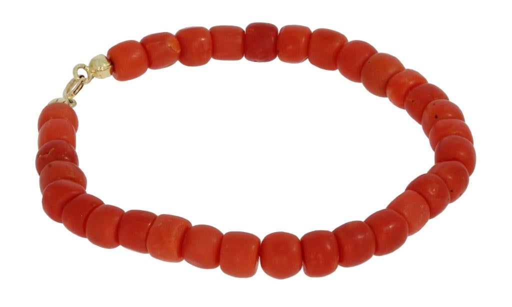 Bloedkoraal antieke armband 14k gouden slot dames vintage, Sieraden, Tassen en Uiterlijk, Antieke sieraden, Ophalen of Verzenden