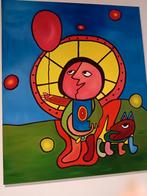 Kleurrijk schilderij met kind en hond, Antiek en Kunst, Ophalen