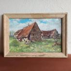 Franse school, olieverf op board, landschap met boerderij, Ophalen of Verzenden