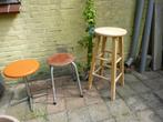 3 vintage krukjes, 1x Brabantia, schoolkrukje, houten kruk, Ophalen, Gebruikt, Overige materialen