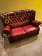 Klassieke Chesterfield bankstel, Gebruikt, Tweepersoons, Leer, Ophalen of Verzenden