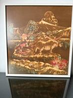 Indisch Indonesisch schilderij op doek, Antiek en Kunst, Ophalen of Verzenden