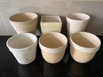 6 Creme Bloempotten -ca 12,5 cm Doorsnede, Tuin en Terras, Gebruikt, Rond, Binnen, Ophalen of Verzenden