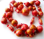 Prachtige Houten kralen ketting gelakte grote kralen, Sieraden, Tassen en Uiterlijk, Kettingen, Verzenden, Zo goed als nieuw