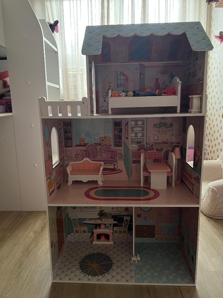 Poppenhuis Bandits & Angels (Hout), Ophalen, Zo goed als nieuw, Poppenhuis