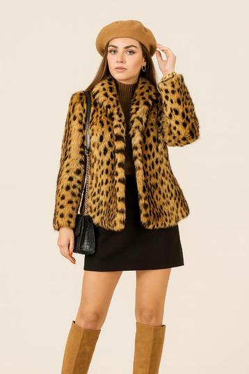 Vintage Faux Fur Jas met Panterprint beschikbaar voor biedingen