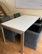 Designtafel wit glanzend 1.70 - 2.60 m van Loods 5, Huis en Inrichting, Complete eetkamers, Ophalen, Gebruikt
