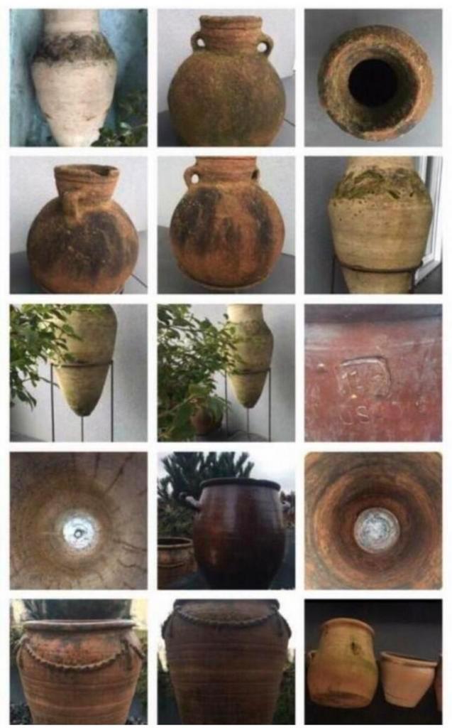 Uniek ambachtswerk oude terracotta vazen kruik antiek, Tuin en Terras, Tuinvazen, Gebruikt, Ophalen of Verzenden