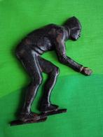 Mooie oude gietijzeren plaquette van een schaatser, Antiek en Kunst, Verzenden