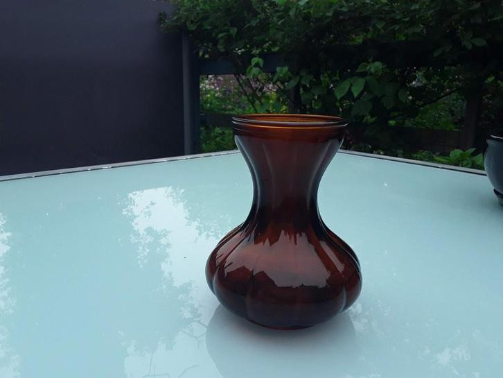 Hyacinthvaas geperst glasCARLIC 583A.D.Copier.Leerdam. Amber, Antiek en Kunst, Antiek | Glas en Kristal, Ophalen of Verzenden