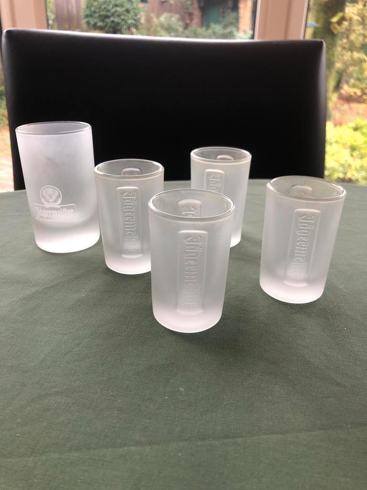 Jägermeister Shotglaasjes - Set van 5, Verzamelen, Glas en Borrelglaasjes, Gebruikt, Ophalen of Verzenden