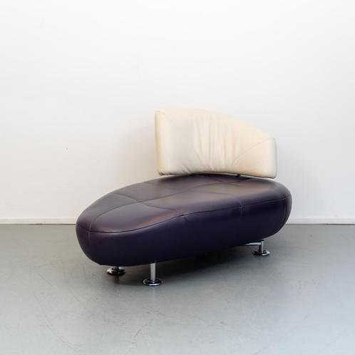 Prachtige Leolux Kikko chaise longue paars/wit, Huis en Inrichting, Banken | Sofa's en Chaises Longues, Leer, Ophalen of Verzenden