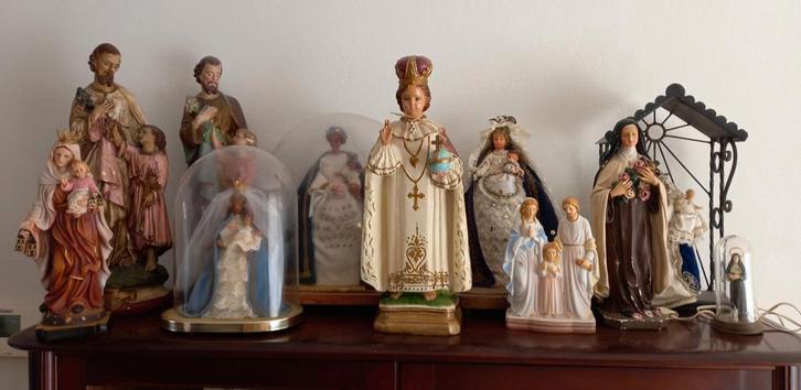 Vintage oude antieke heiligenbeelden Jezus Maria Theresia, Antiek en Kunst, Antiek | Religie, Ophalen of Verzenden