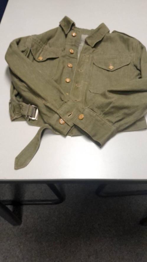 Engelse denim battle dress jacket ww 2, Verzamelen, Militaria | Tweede Wereldoorlog, Landmacht, Kleding of Schoenen, Engeland